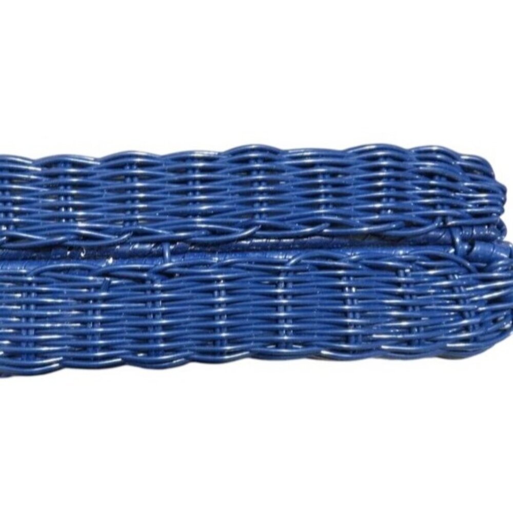 Basket Weave Handbag Cobalt Sapphire Blue & Gold Hardware Chain Crossbody Clutch - Picture 7 of 13
